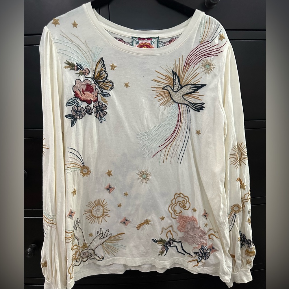 Johnny Was Puff long sleeve cotton tee